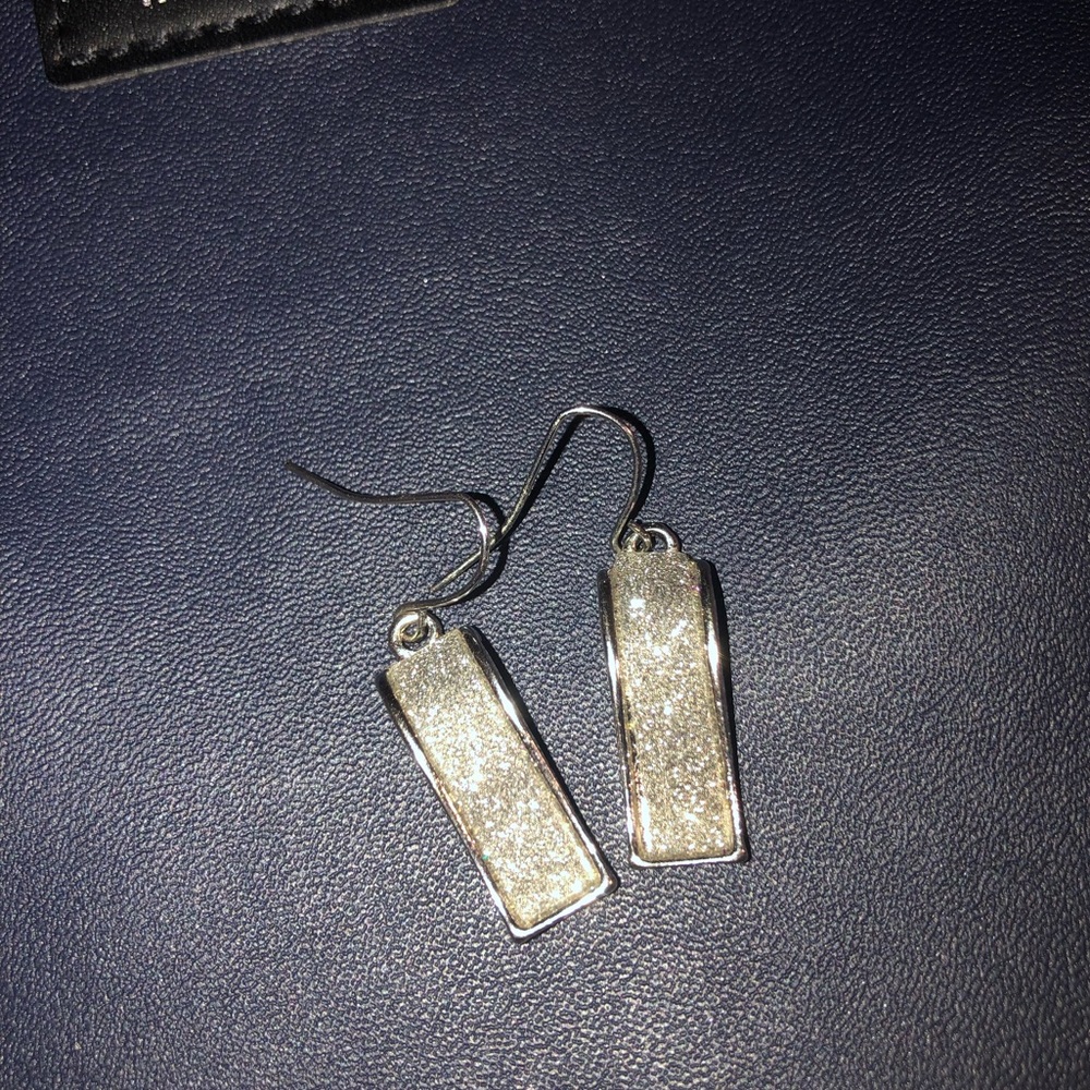 Silver sparkly dangle earrings